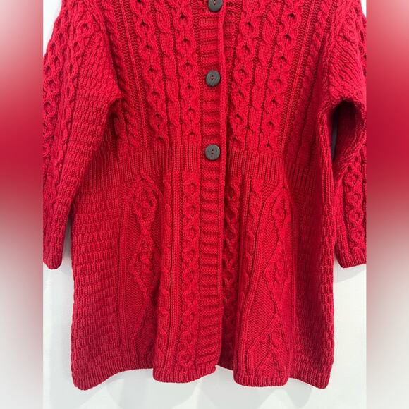 Milton Knitwear Red Merino Wool Cardigann Sweater Ireland Medium - Picture 4 of 8